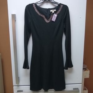 NWT Ya Los Angeles Jen Daisy Boutique Bead Neckline Black Dress - Size S…